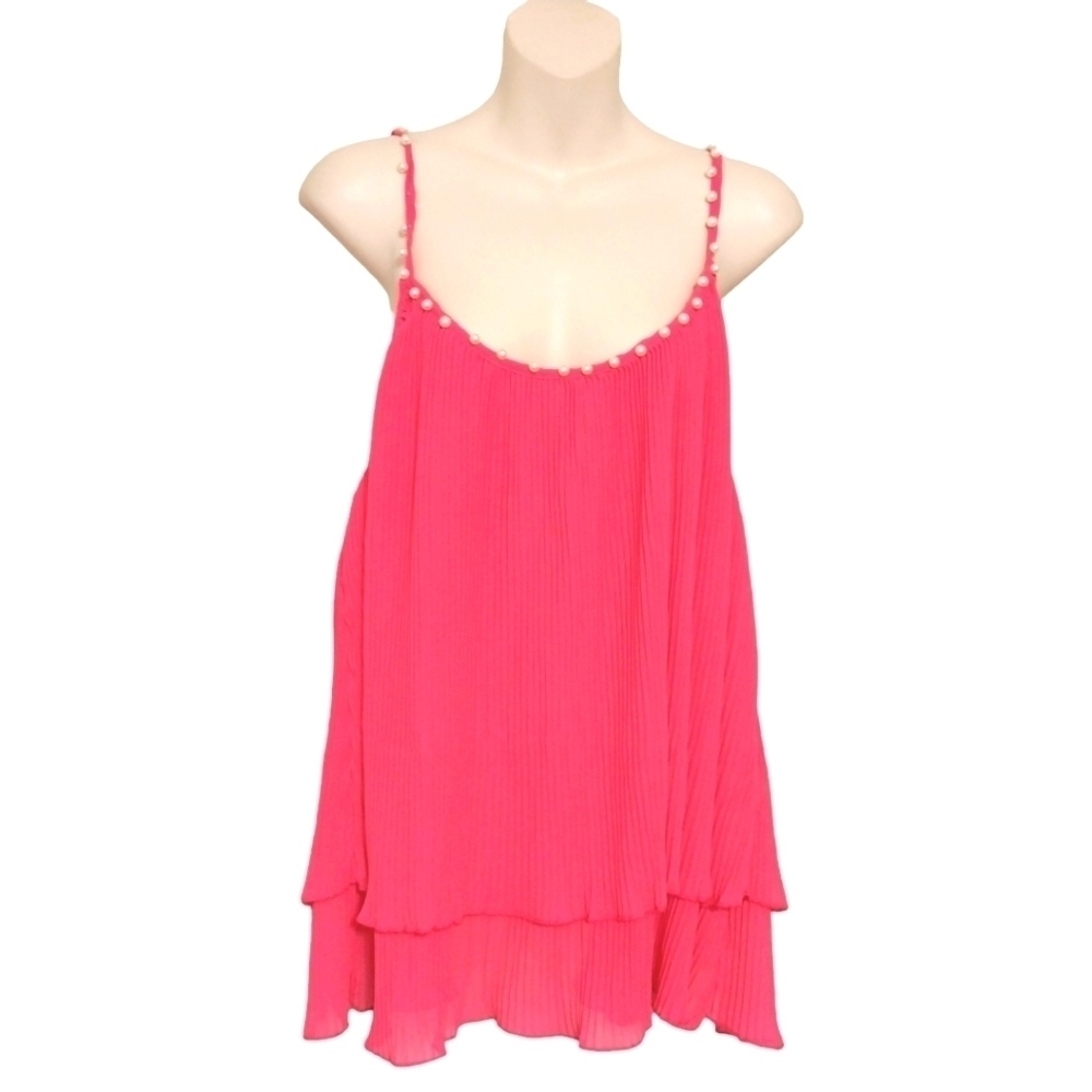 🔵BOGO FREE🔵 Chicme Pleated Layered Strappy Top w Pearls Sz XL